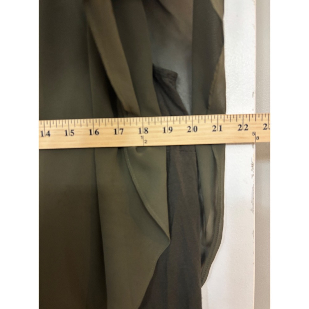 ALYX Womens Olive Green Layered Handkerchief Hem Chiffon Top Ring Shoulder 1X - Picture 7 of 7